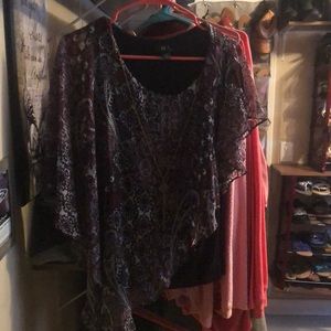 Bcx sheer top with black tank and necklace